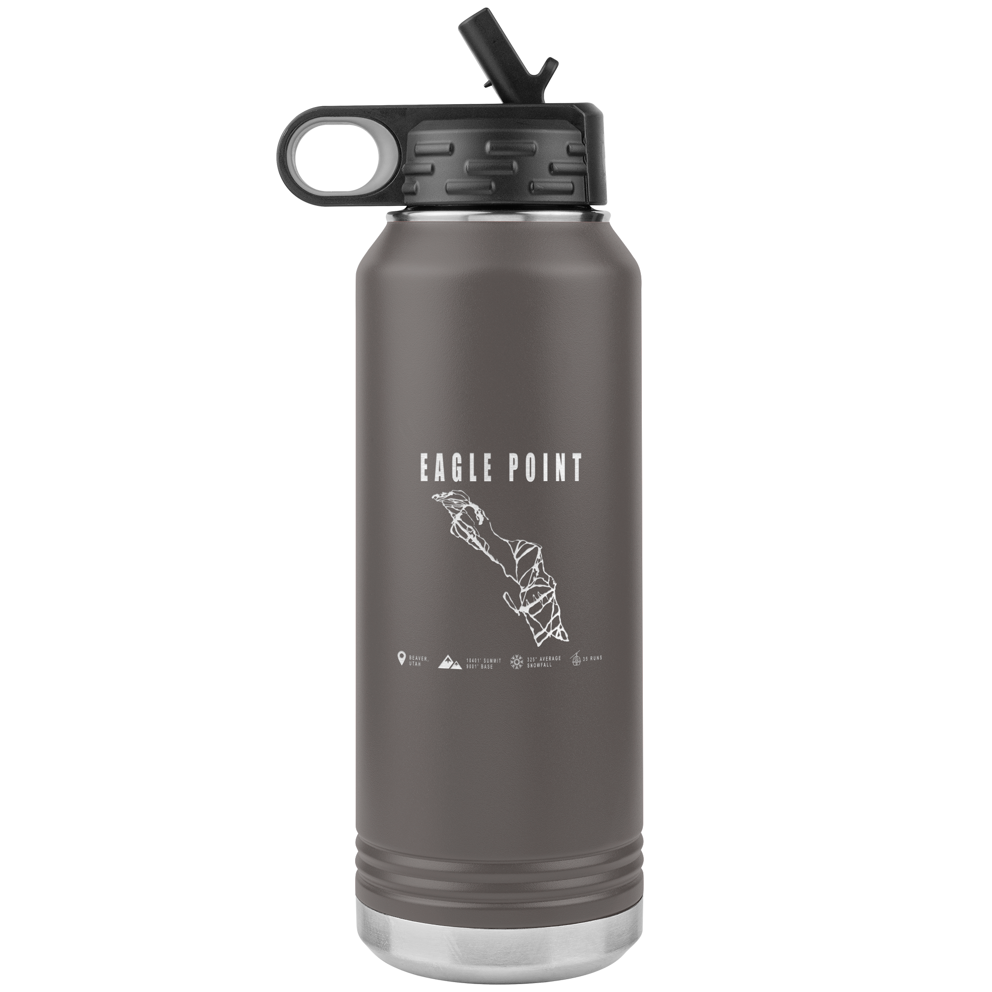 Eagle Point,Utah Ski Trail Map 32oz Water Bottle Tumbler - Powderaddicts