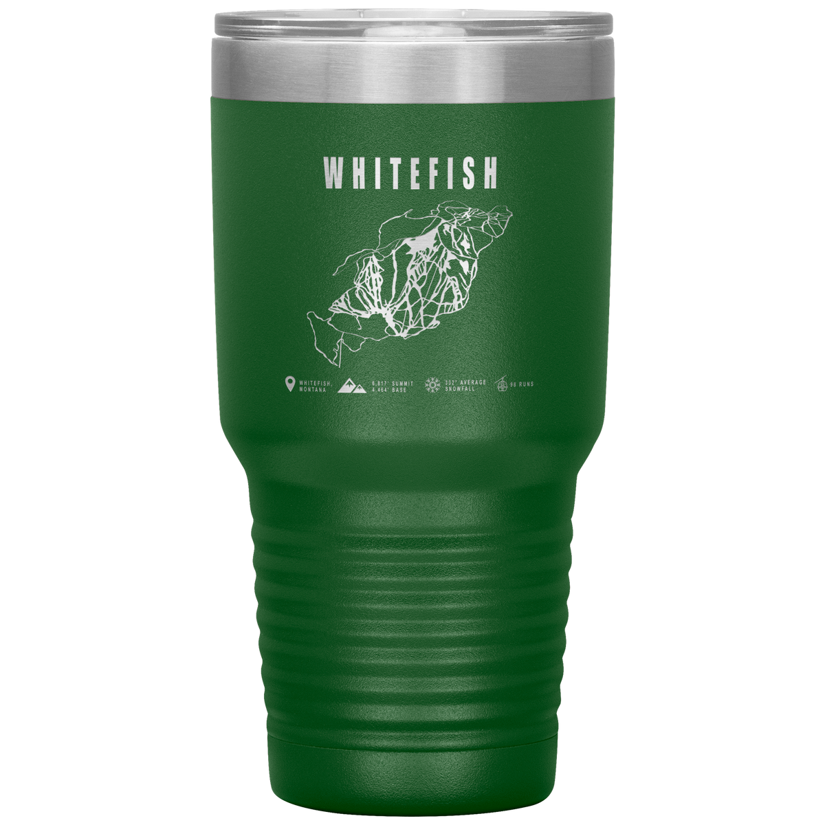 Whitefish Montana Ski Trail Map 30oz Tumbler - Powderaddicts
