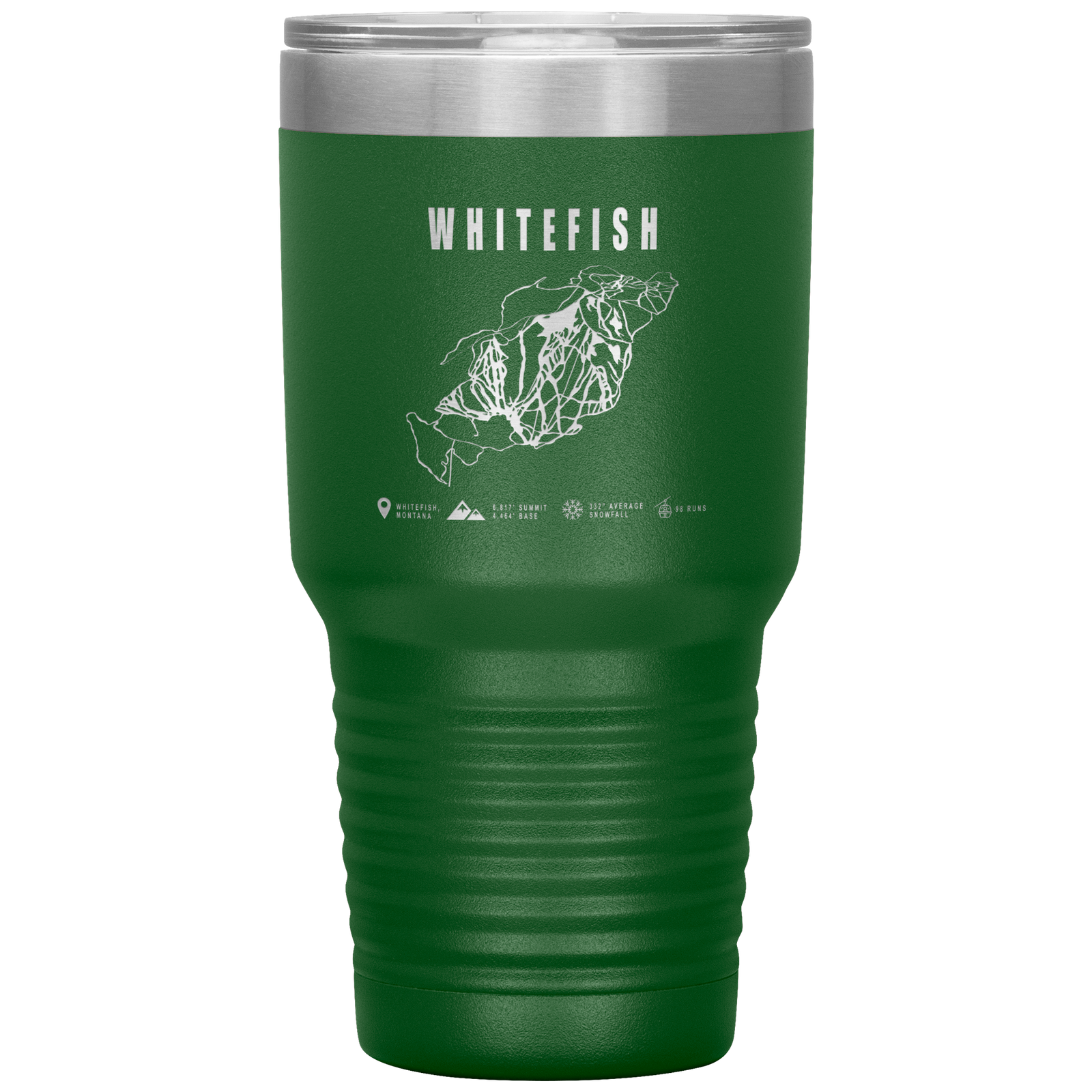 Whitefish Montana Ski Trail Map 30oz Tumbler - Powderaddicts