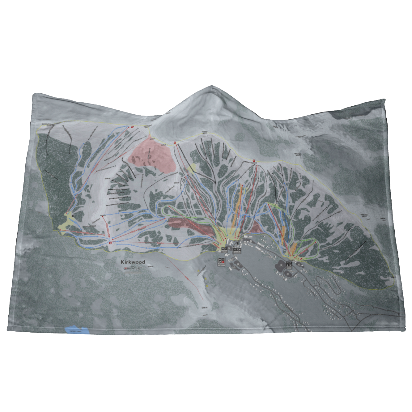 Kirkwood, California Ski Trail Map - Hooded Blanket - Powderaddicts
