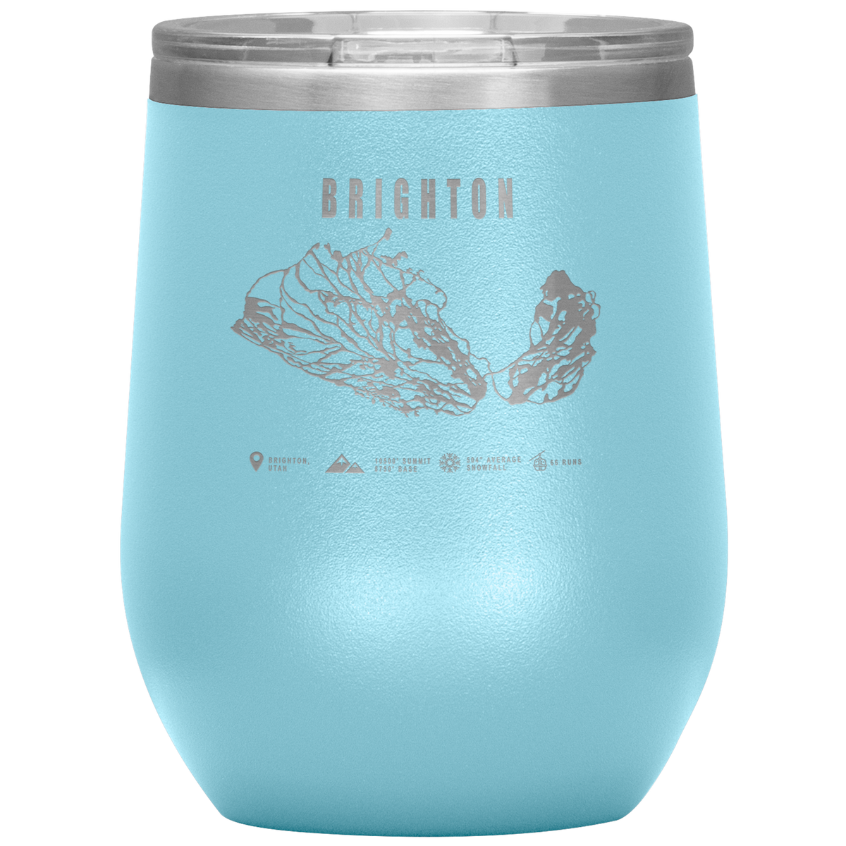 Brighton,Utah Ski Trail Map Wine 12oz Tumbler - Powderaddicts
