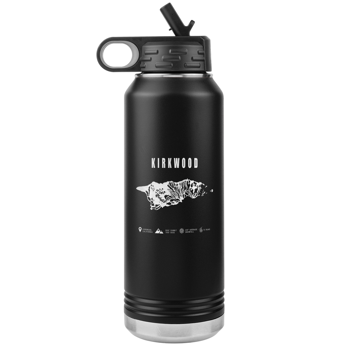 Kirkwood, California Ski Trail Map 32oz Water Bottle Tumbler - Powderaddicts