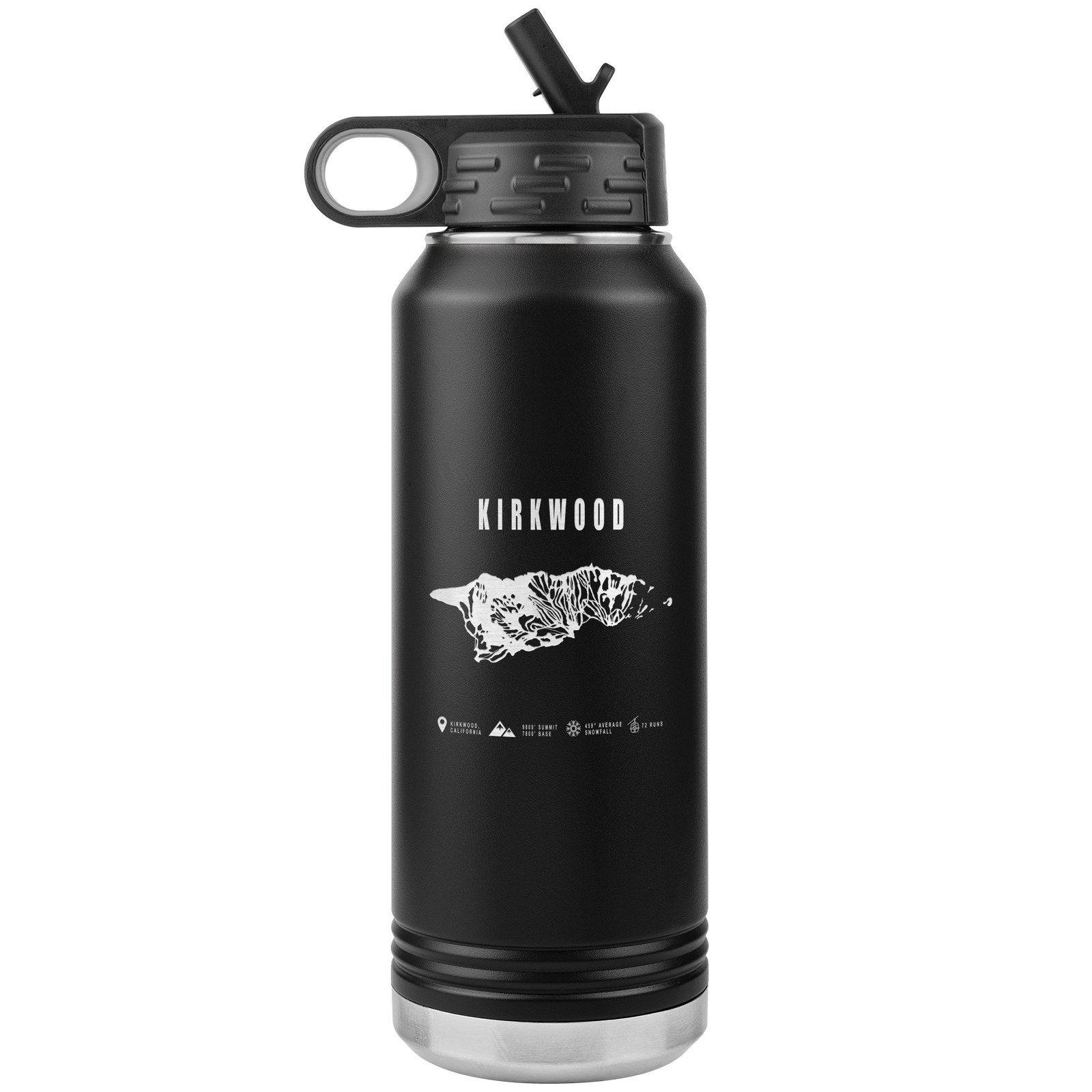 Kirkwood, California Ski Trail Map 32oz Water Bottle Tumbler - Powderaddicts