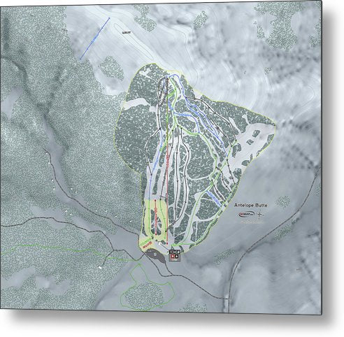 Antelope Butte Ski Trail Map - Metal Print - Powderaddicts