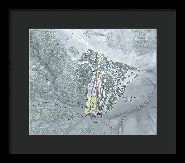 Antelope Butte Ski Trail Map - Framed Print - Powderaddicts