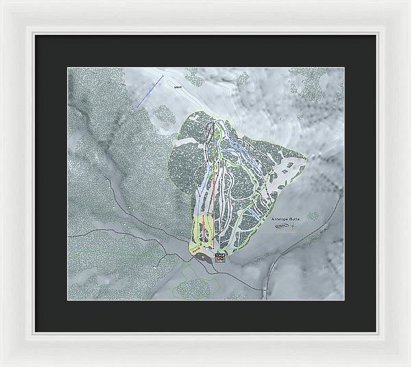 Antelope Butte Ski Trail Map - Framed Print - Powderaddicts