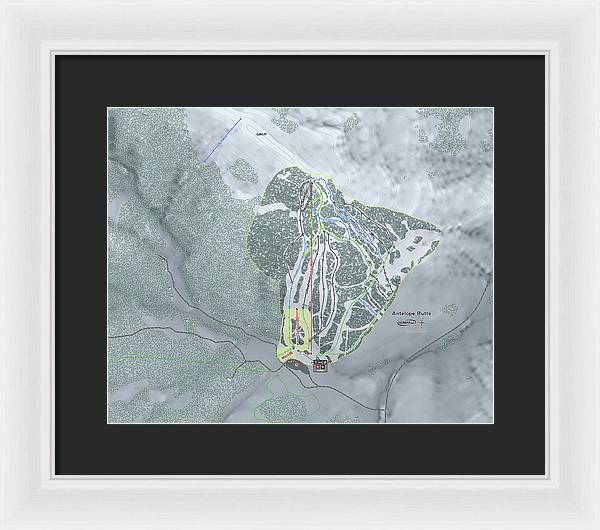 Antelope Butte Ski Trail Map - Framed Print - Powderaddicts