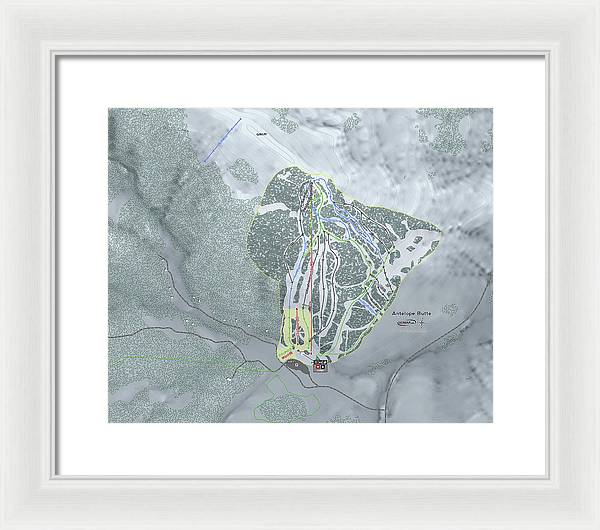 Antelope Butte Ski Trail Map - Framed Print - Powderaddicts