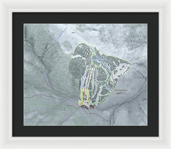 Antelope Butte Ski Trail Map - Framed Print - Powderaddicts