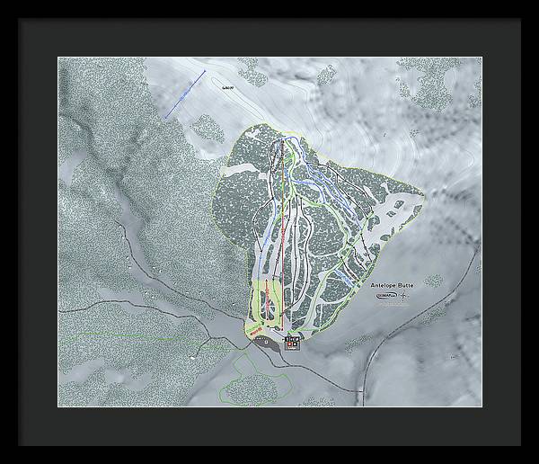 Antelope Butte Ski Trail Map - Framed Print - Powderaddicts