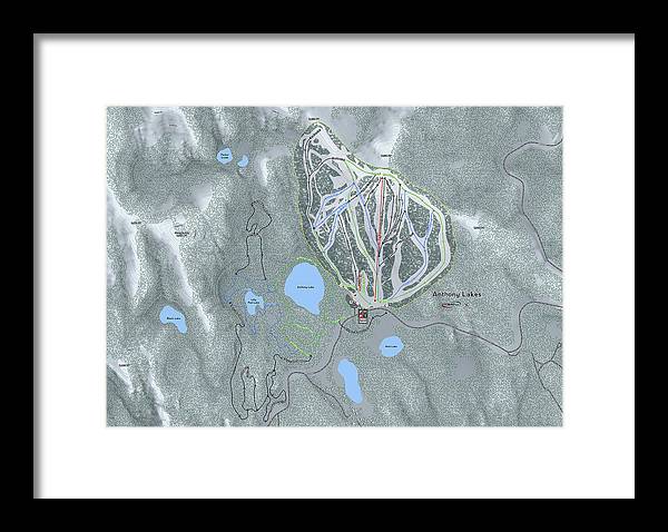 Anthony Lakes Ski Trail Map - Framed Print - Powderaddicts