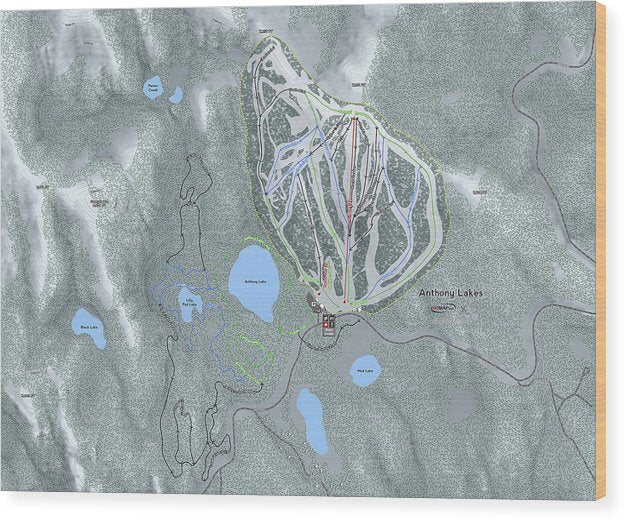 Anthony Lakes Ski Trail Map - Wood Print - Powderaddicts