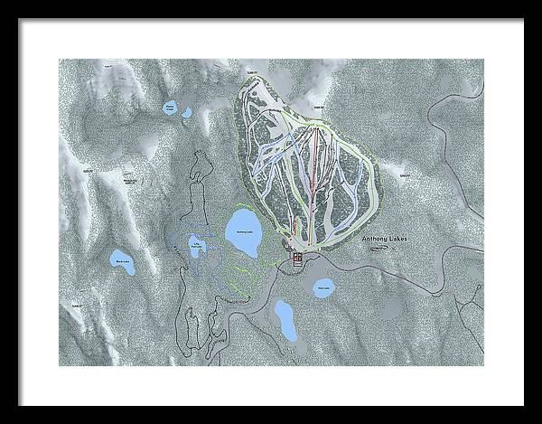 Anthony Lakes Ski Trail Map - Framed Print - Powderaddicts