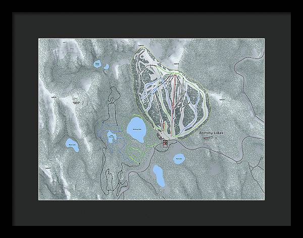 Anthony Lakes Ski Trail Map - Framed Print - Powderaddicts