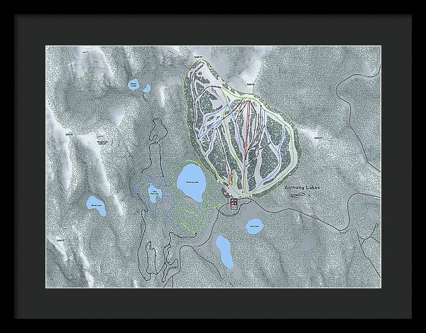 Anthony Lakes Ski Trail Map - Framed Print - Powderaddicts