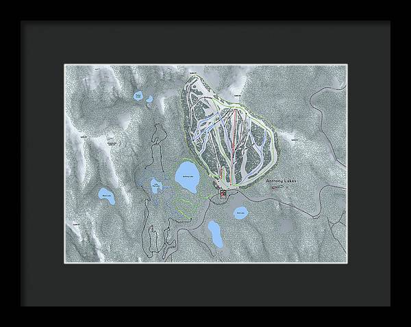 Anthony Lakes Ski Trail Map - Framed Print - Powderaddicts