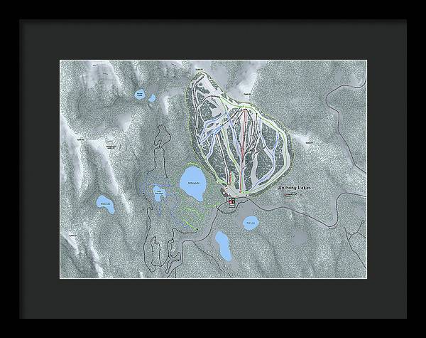 Anthony Lakes Ski Trail Map - Framed Print - Powderaddicts