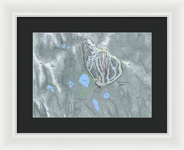 Anthony Lakes Ski Trail Map - Framed Print - Powderaddicts