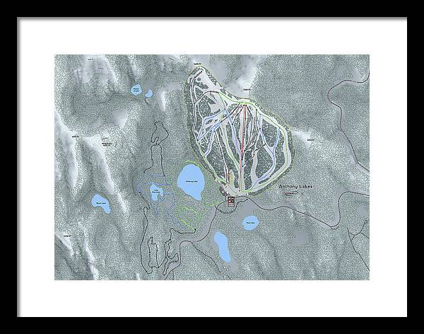 Anthony Lakes Ski Trail Map - Framed Print - Powderaddicts