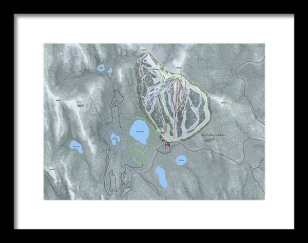 Anthony Lakes Ski Trail Map - Framed Print - Powderaddicts