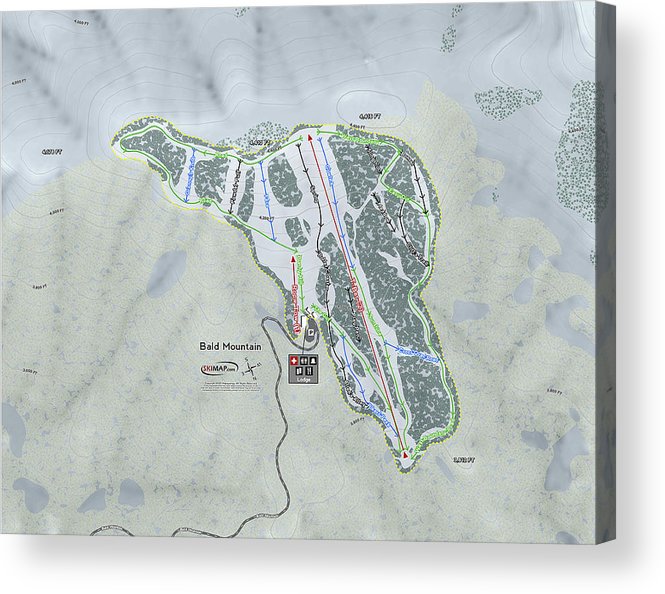 Bald Mountain Ski Trail Map - Acrylic Print - Powderaddicts