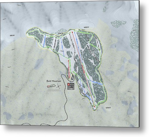 Bald Mountain Ski Trail Map - Metal Print - Powderaddicts
