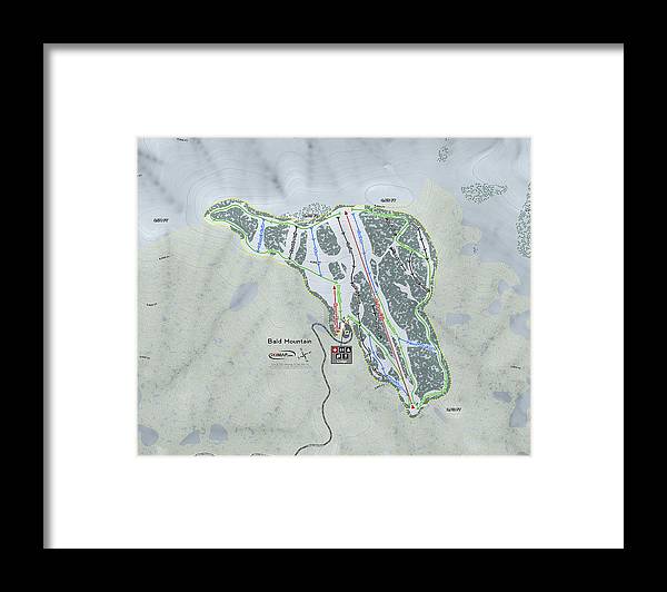 Bald Mountain Ski Trail Map - Framed Print - Powderaddicts