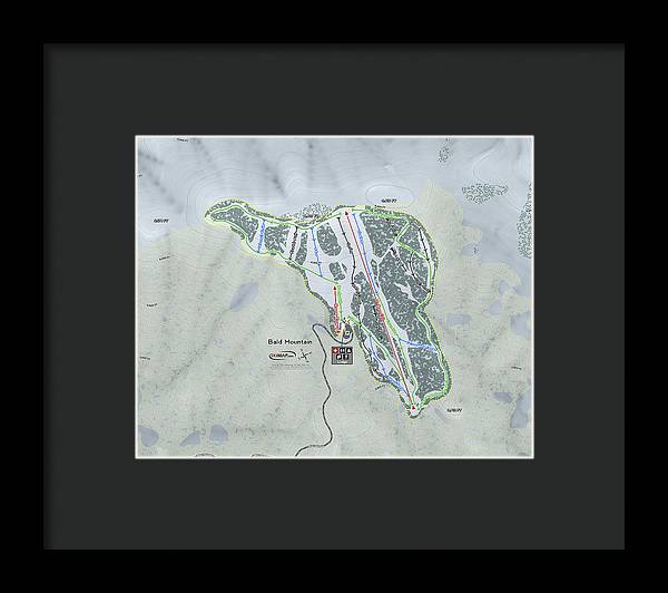 Bald Mountain Ski Trail Map - Framed Print - Powderaddicts