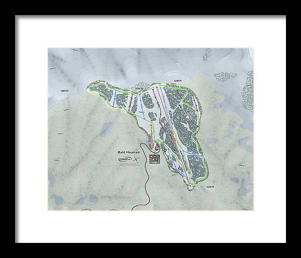 Bald Mountain Ski Trail Map - Framed Print - Powderaddicts