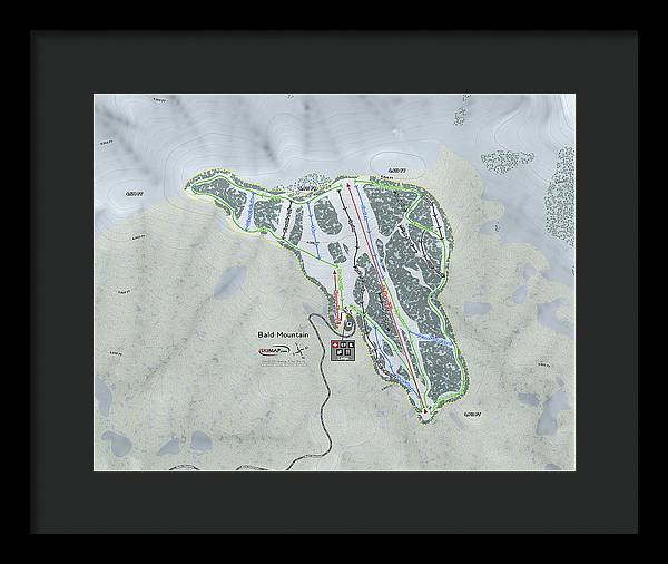 Bald Mountain Ski Trail Map - Framed Print - Powderaddicts