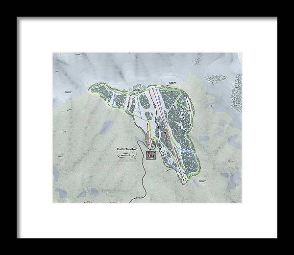 Bald Mountain Ski Trail Map - Framed Print - Powderaddicts