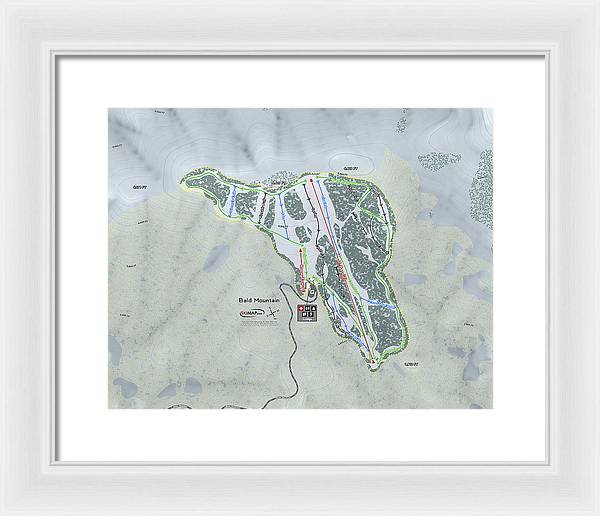Bald Mountain Ski Trail Map - Framed Print - Powderaddicts
