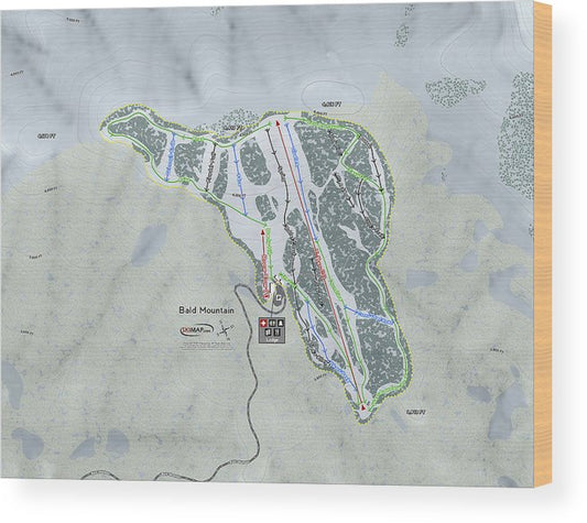 Bald Mountain Ski Trail Map - Wood Print - Powderaddicts
