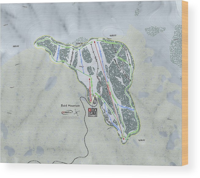 Bald Mountain Ski Trail Map - Wood Print - Powderaddicts
