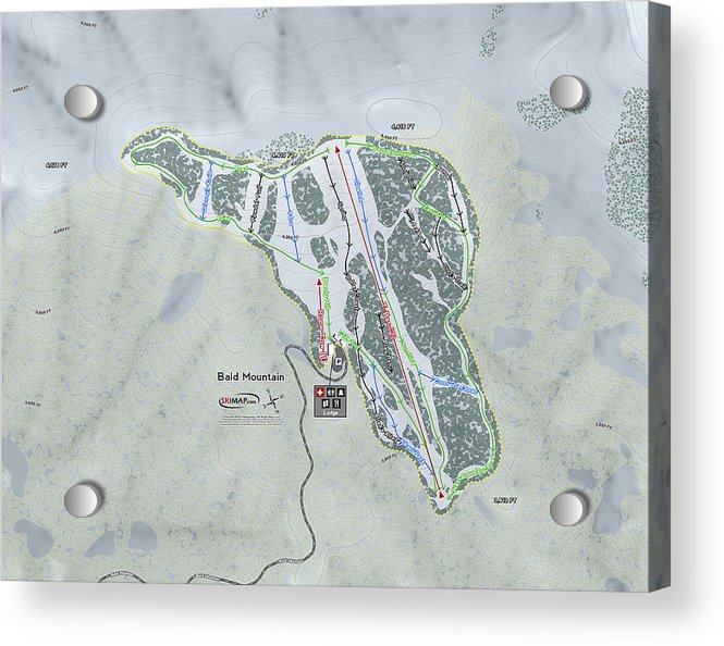 Bald Mountain Ski Trail Map - Acrylic Print - Powderaddicts