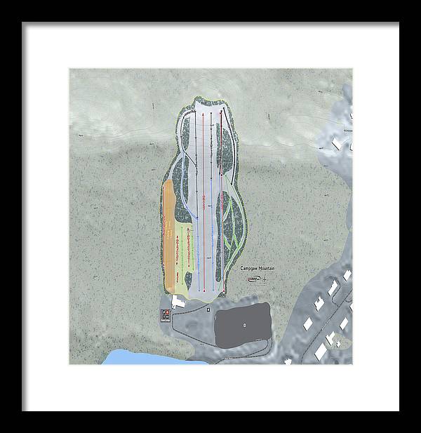 Campgaw Mountain Ski Trail Map - Framed Print - Powderaddicts