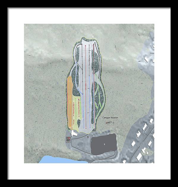 Campgaw Mountain Ski Trail Map - Framed Print - Powderaddicts