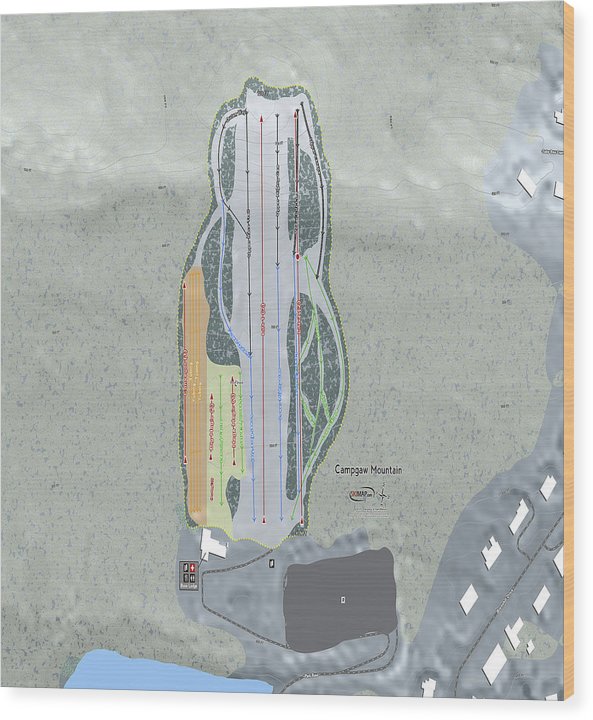 Campgaw Mountain Ski Trail Map - Wood Print - Powderaddicts