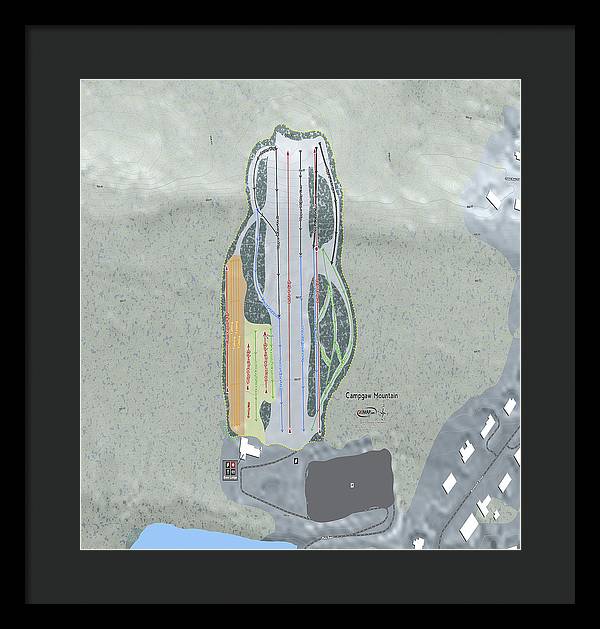 Campgaw Mountain Ski Trail Map - Framed Print - Powderaddicts