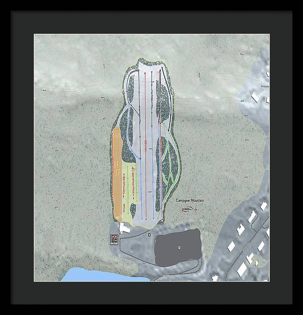 Campgaw Mountain Ski Trail Map - Framed Print - Powderaddicts