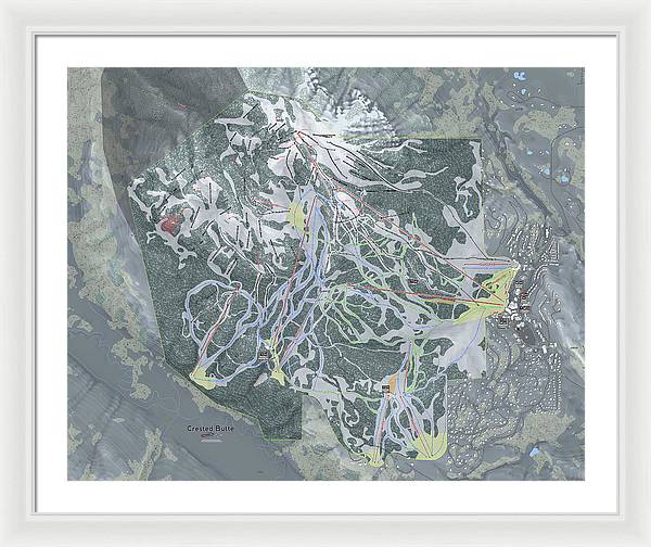 Crested Butte Ski Trail Map - Framed Print - Powderaddicts