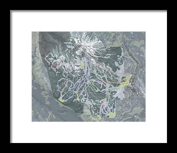 Crested Butte Ski Trail Map - Framed Print - Powderaddicts