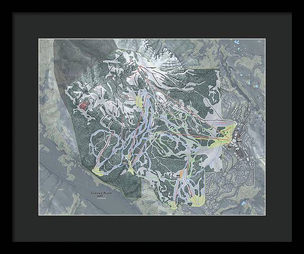 Crested Butte Ski Trail Map - Framed Print - Powderaddicts