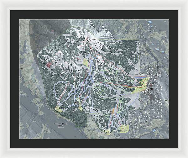 Crested Butte Ski Trail Map - Framed Print - Powderaddicts