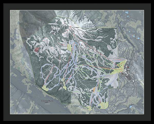 Crested Butte Ski Trail Map - Framed Print - Powderaddicts