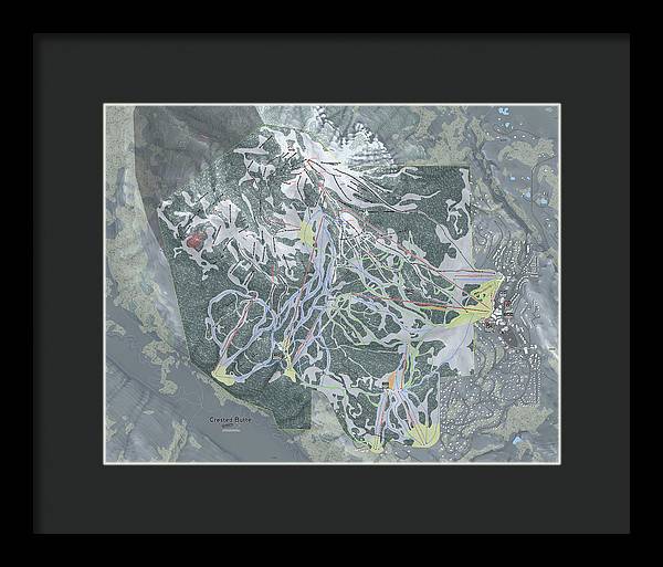 Crested Butte Ski Trail Map - Framed Print - Powderaddicts