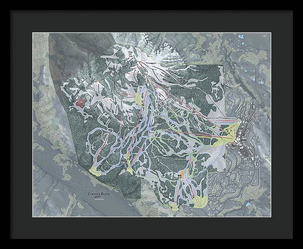 Crested Butte Ski Trail Map - Framed Print - Powderaddicts