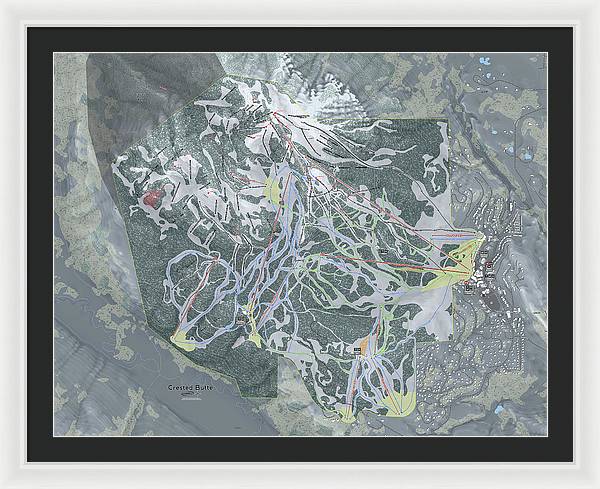 Crested Butte Ski Trail Map - Framed Print - Powderaddicts