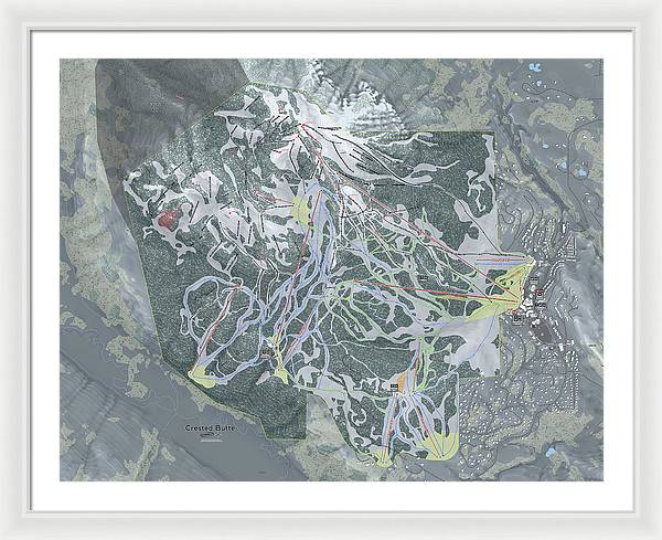 Crested Butte Ski Trail Map - Framed Print - Powderaddicts