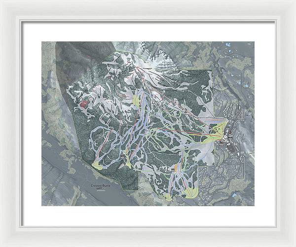 Crested Butte Ski Trail Map - Framed Print - Powderaddicts